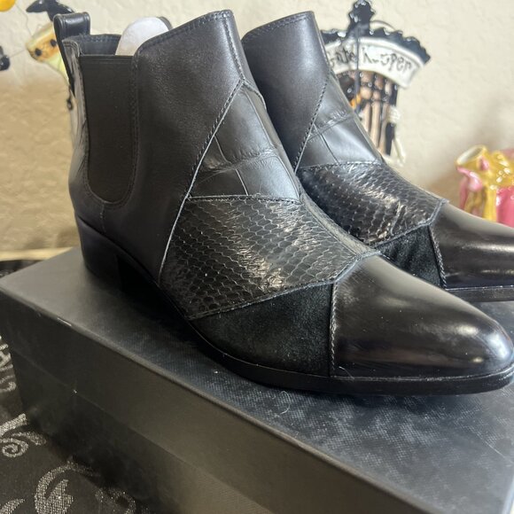 Coach Women's Suffolk Patchwork Pointed Toe Leather Ankle Boots 7.5M NEW IN BOX - Picture 2 of 14